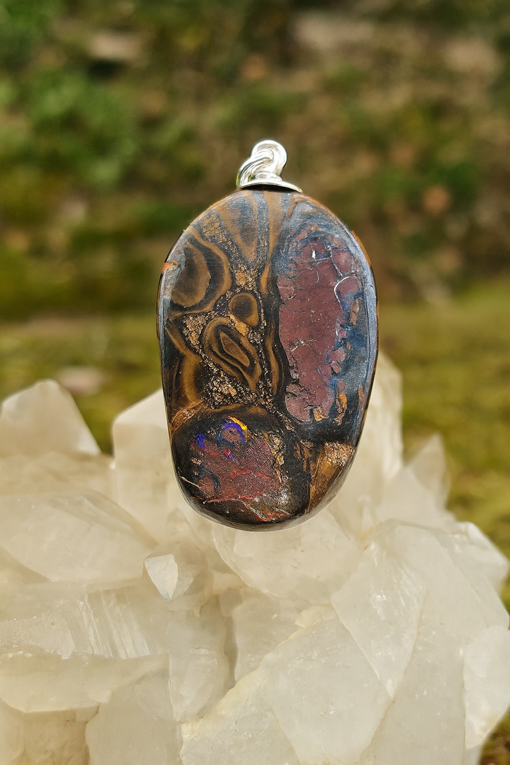 Australian Boulder Opal Pendant - 0008