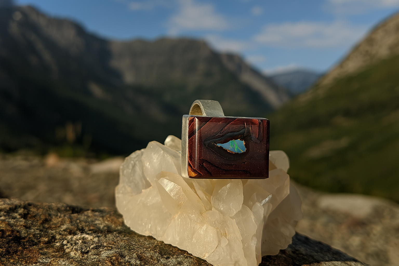 Australian Boulder Opal and Sterling Silver Ring -Size 12