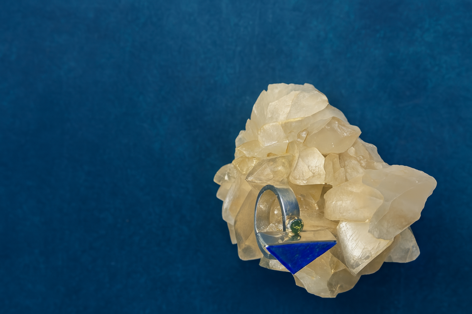 Lapis and Sapphire - Sterling Silver Ring Size ‘S’