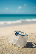 Australian 0.2ct Natural Blue Sapphire and Sterling Silver Ring - 0023