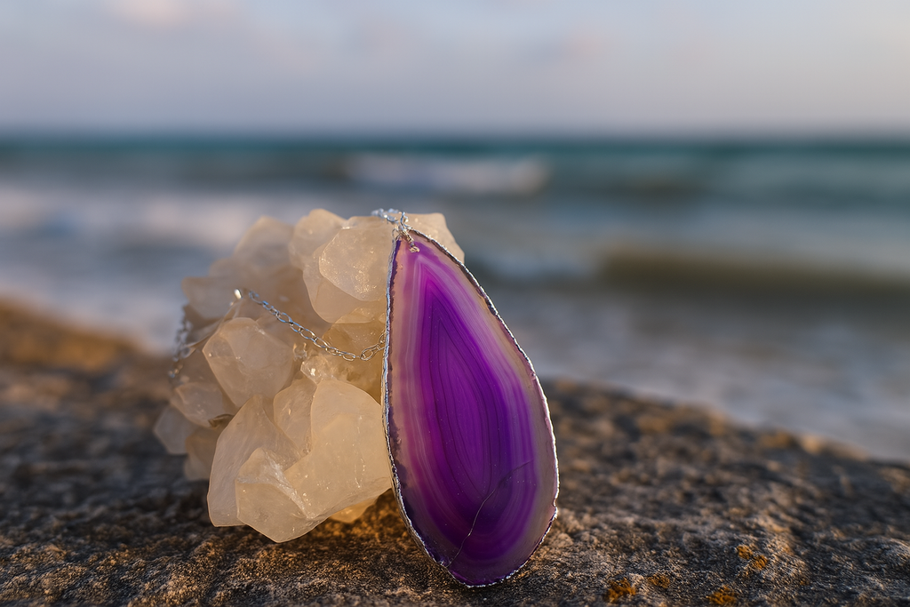 Purple Agate Pendant - 0026