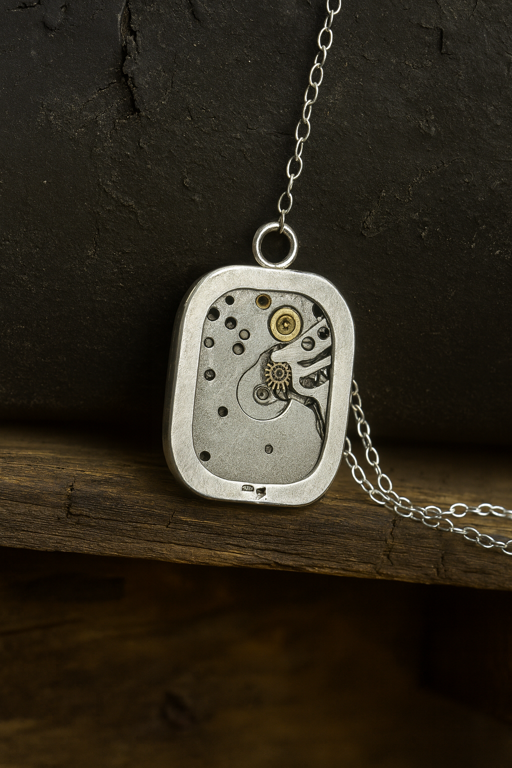 Australian Opal on Internal Watch Working in Sterling Silver Pendant -0029
