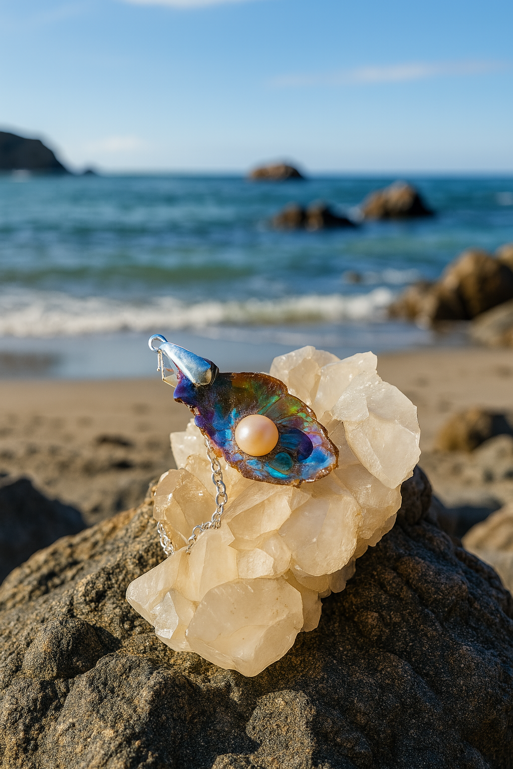 Abalone Shell and Pearl Pendant - 0030