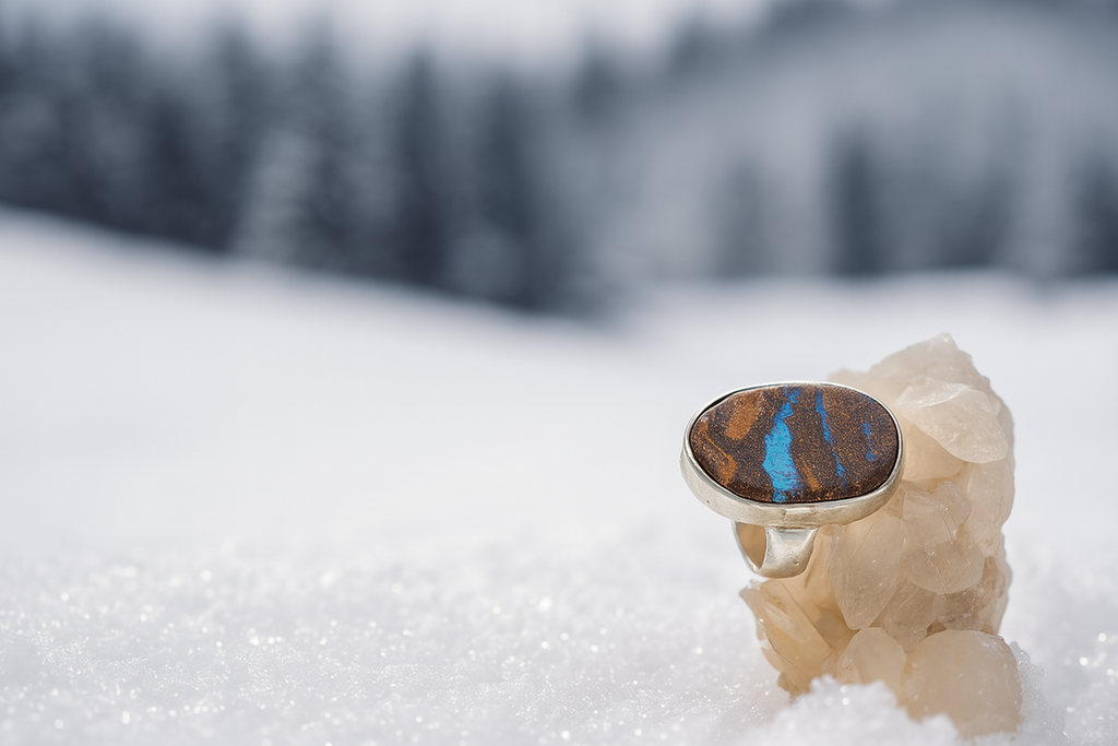 Boulder Opal and Sterling Silver Ring Size - 0031