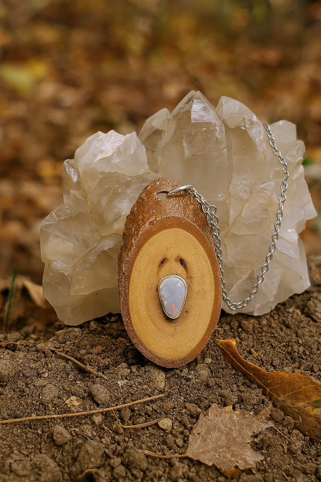 Australian Opal Pendant set in Australian Gumtree - 0044