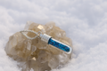 Peacock Blue Crushed Opal in Glass Capsule Pendant - 0047