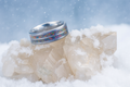 Rainbow Fire Crushed Opal Double Line Stainless Steel Ring - 0048