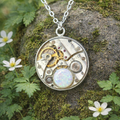 Australian Opal on Internal Watch Working in Sterling Silver Pendant -0054