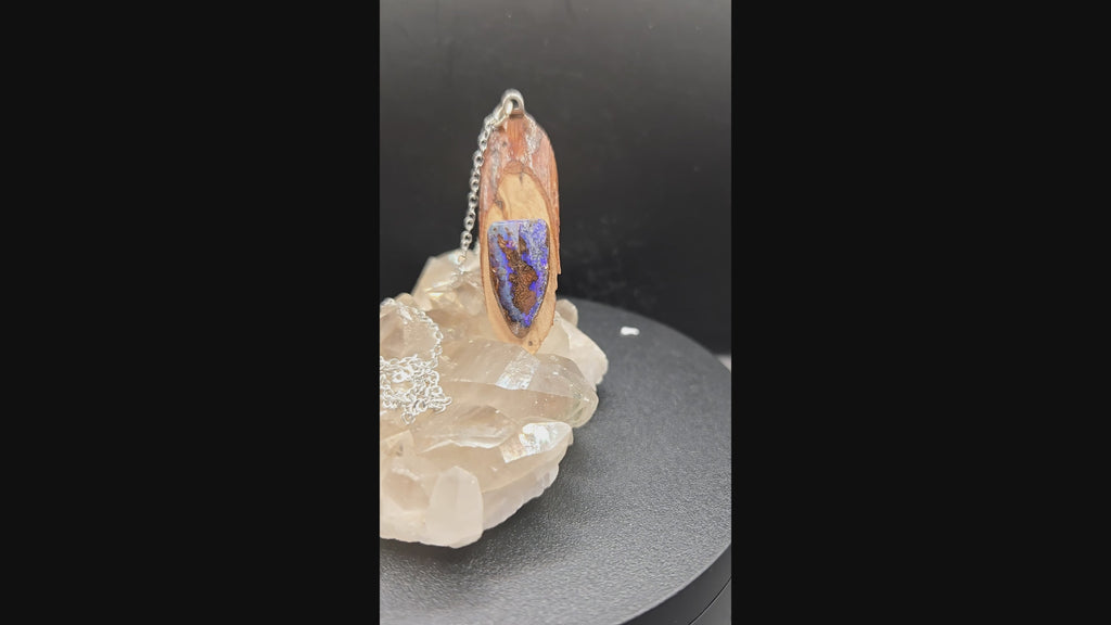 Australian Boulder Opal and Australian Gum Pendant - 0017