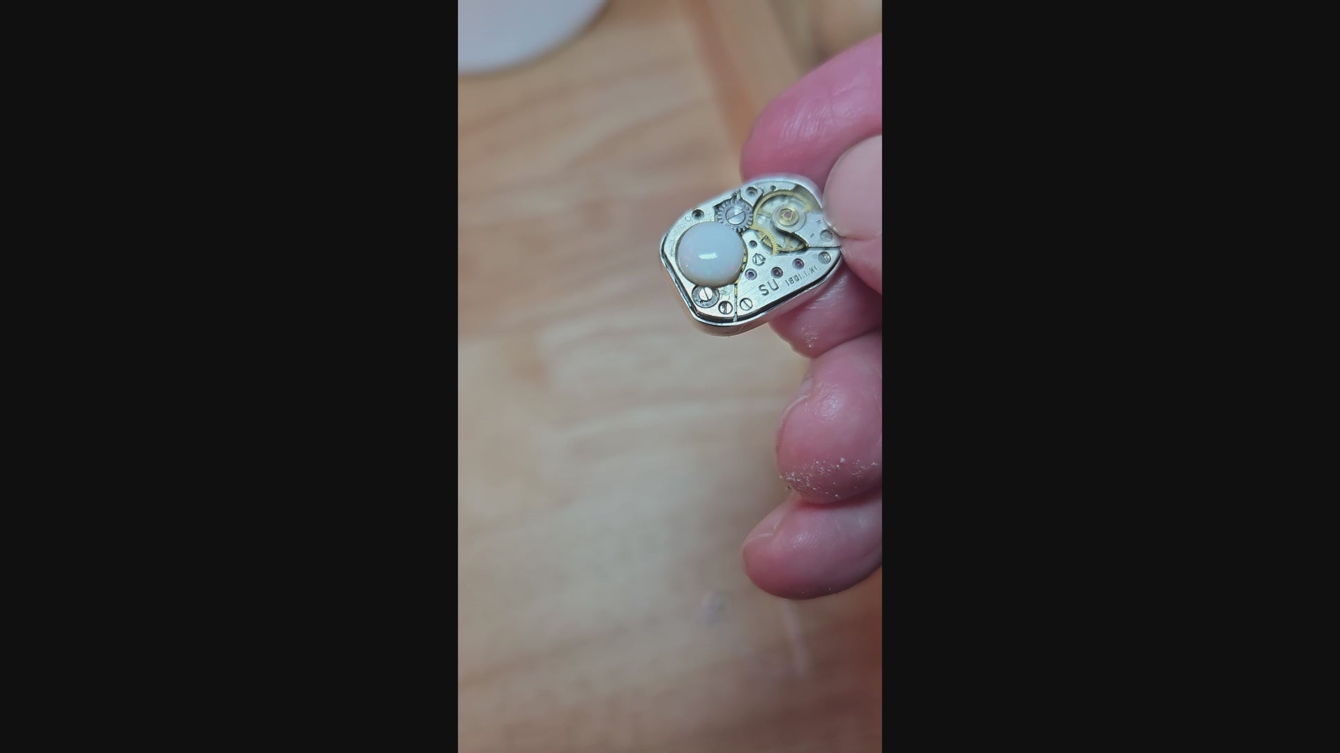 Australian Opal on Internal Watch Working in Sterling Silver Pendant -0029