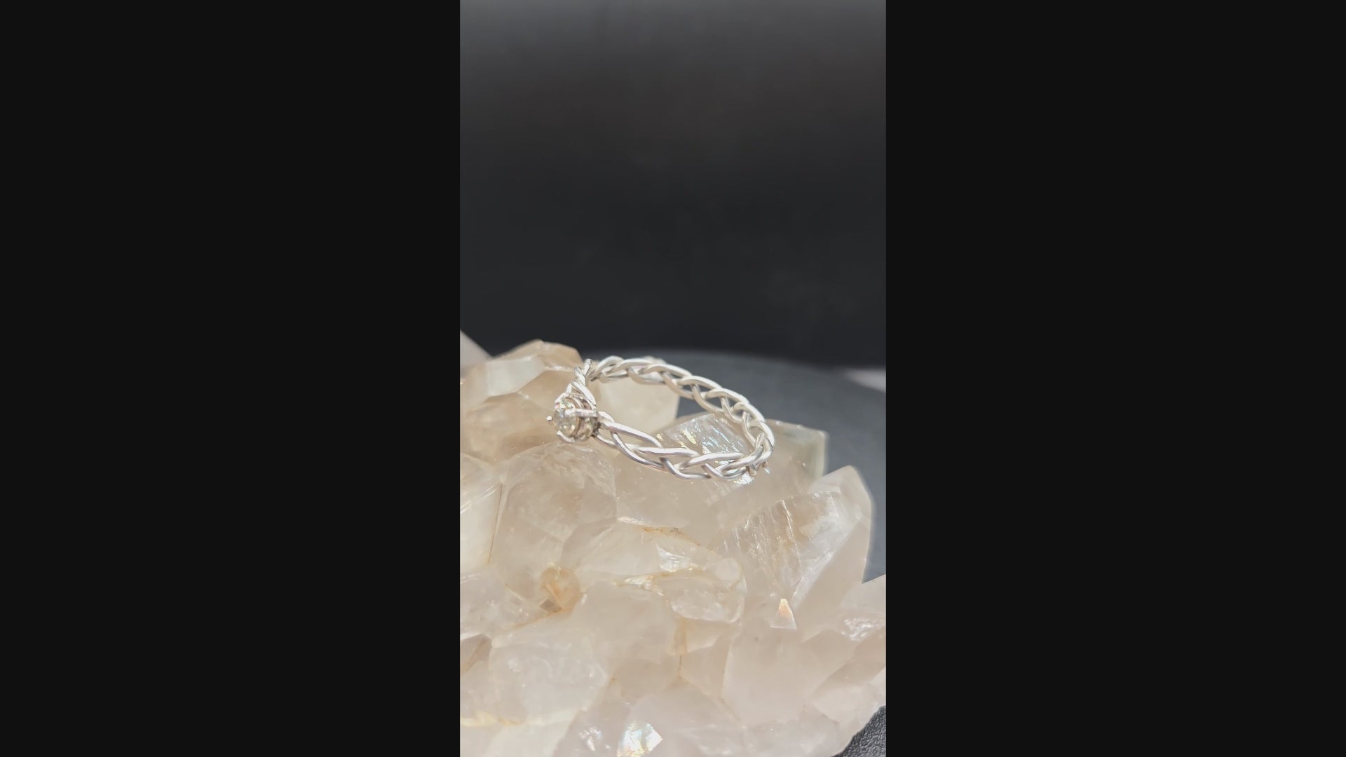 Woven Sterling Silver and Quartz Crystal Ring - 0051
