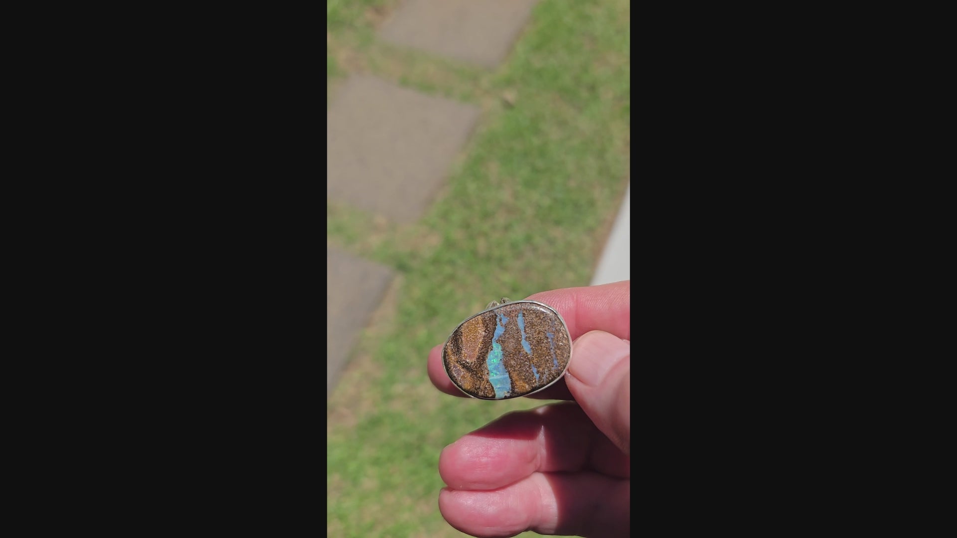 Boulder Opal and Sterling Silver Ring Size - 0031