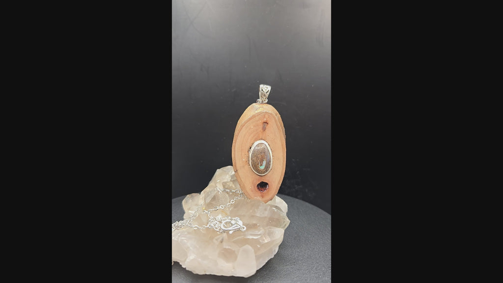 Australian Boulder Opal and Australian Gumwood Pendant - 0022