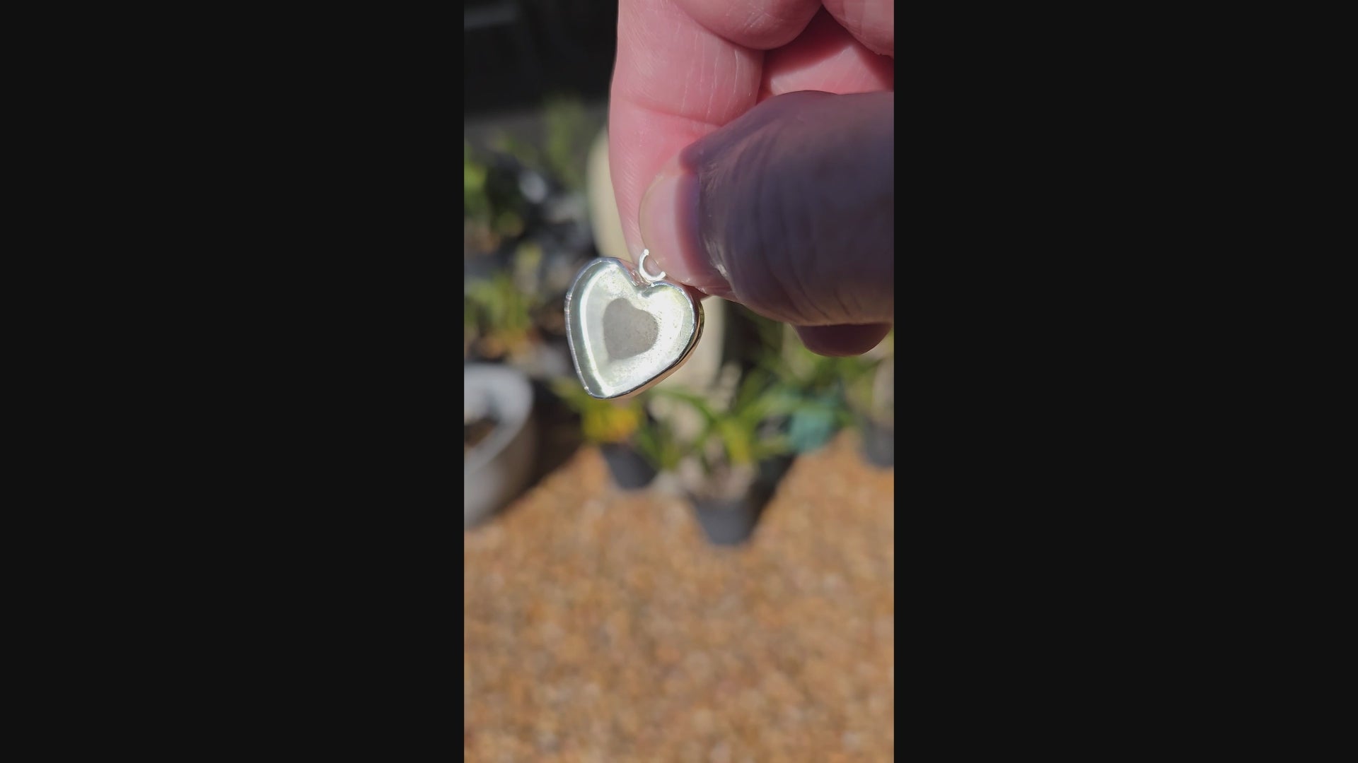 Sea Glass and Sterling Silver Heart Shaped Pendant - 0055
