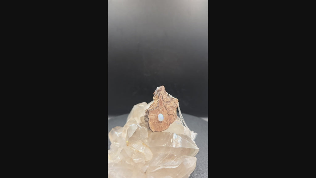 Australian Opal on Driftwood Pendant - 0002