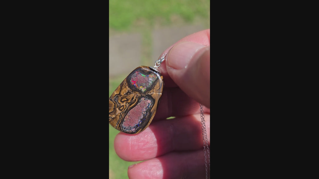 Australian Boulder Opal Pendant - 0010