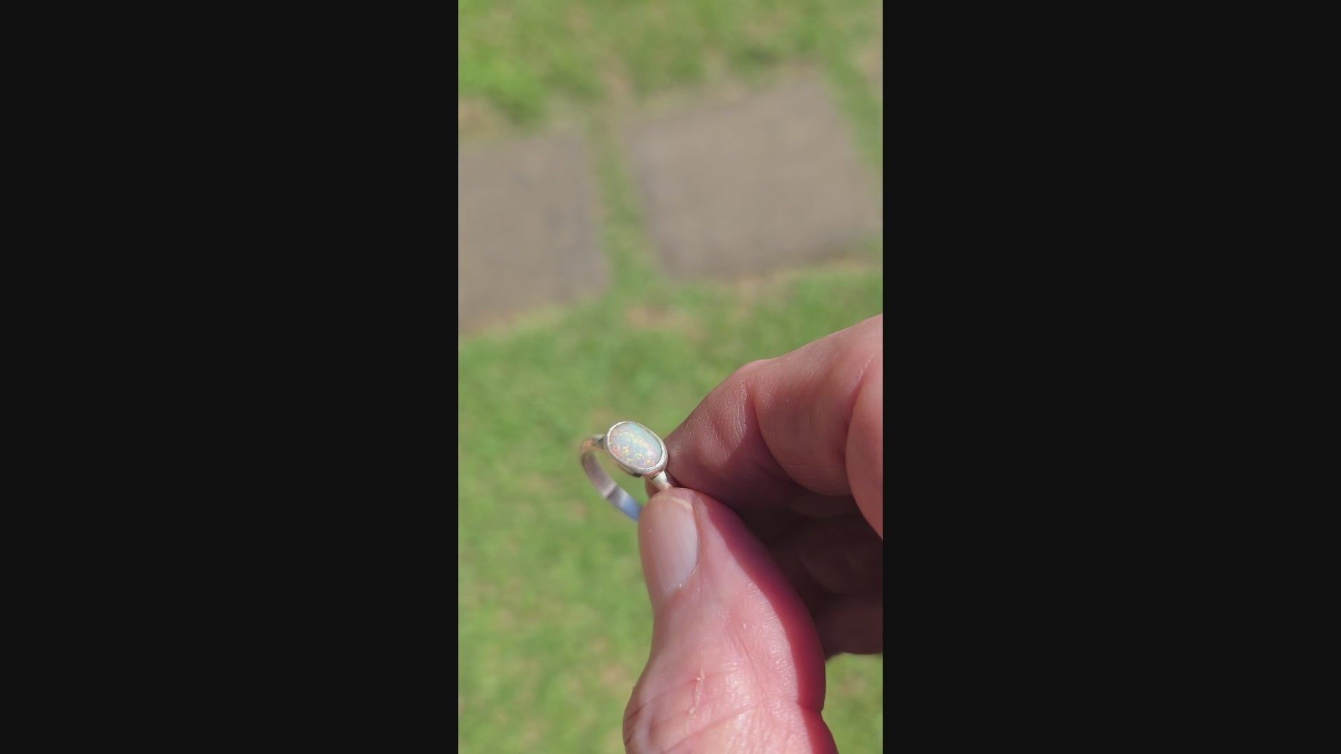 Australian Opal and Sterling Silver Ring - 0016
