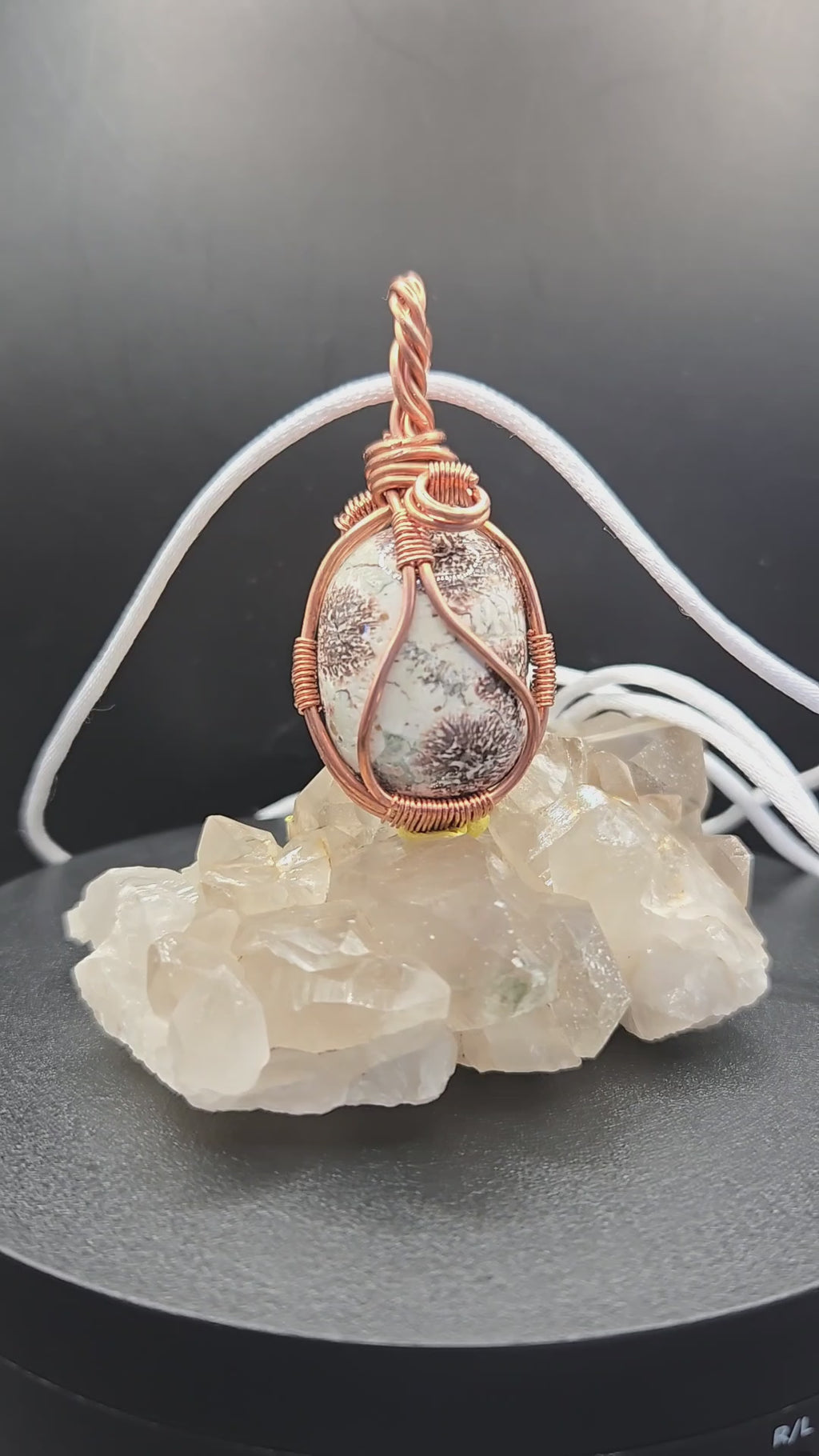 Green Cherry Jasper wire wrapped in Copper - 0019
