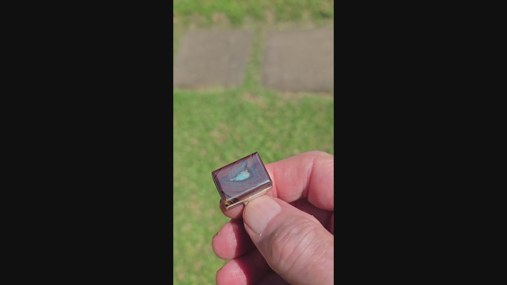Australian Boulder Opal and Sterling Silver Ring - 0012