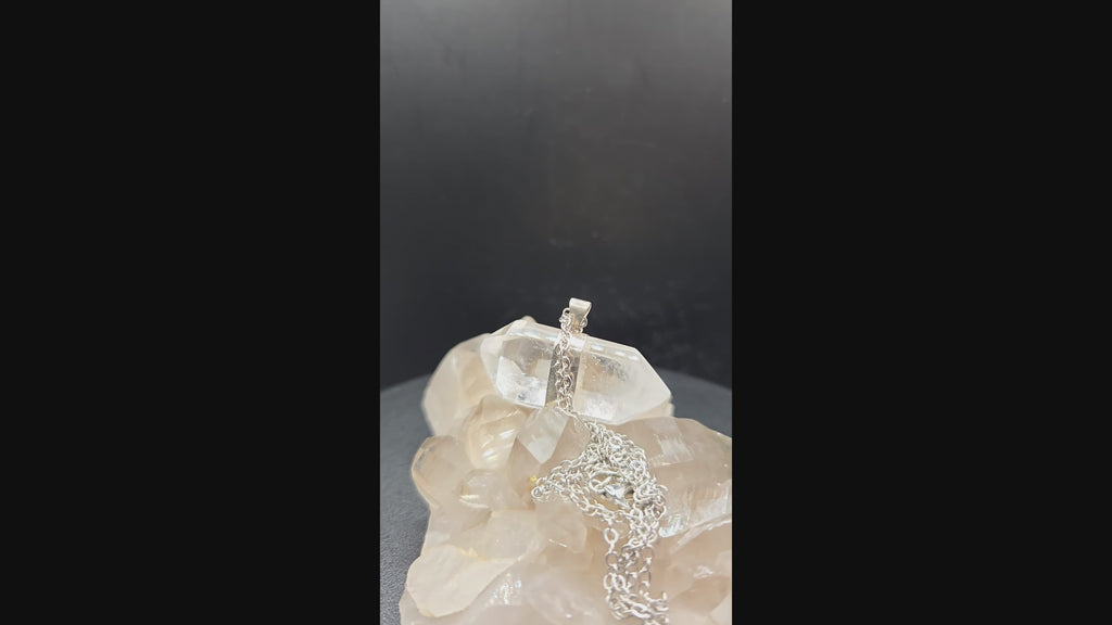 Double Ended Clear Quartz Crystal in Sterling Silver Pendant - 0024
