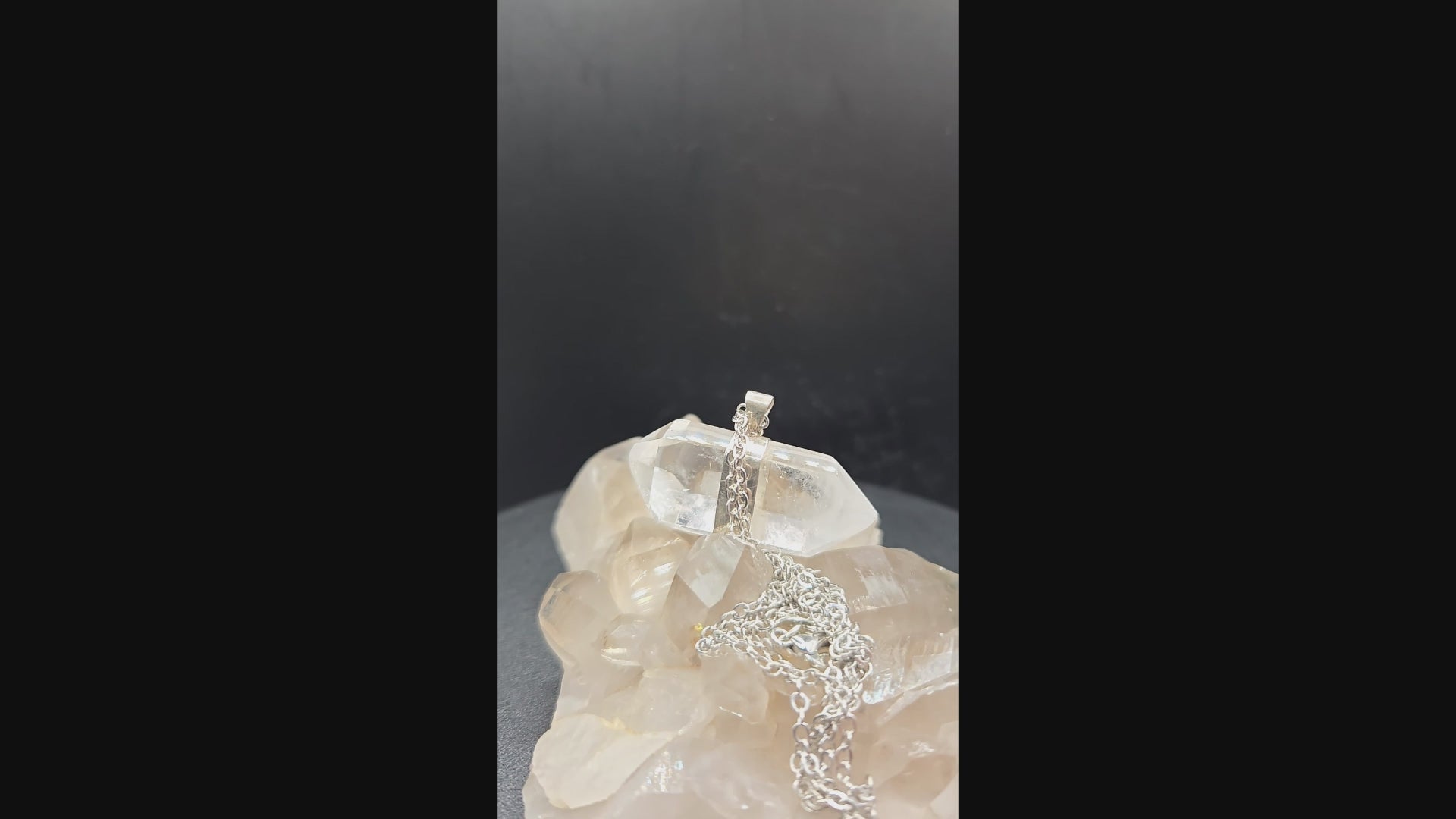 Double Ended Clear Quartz Crystal in Sterling Silver Pendant - 0024